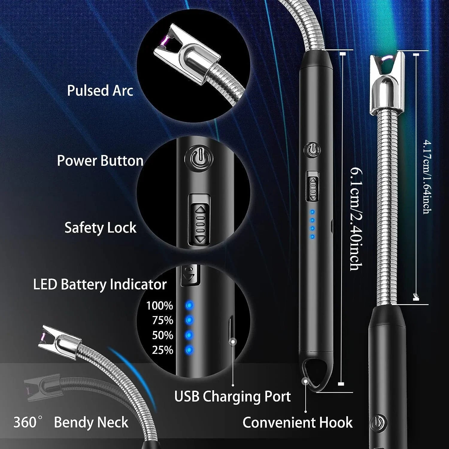 360 Long-handled Electric Lighter Windproof
