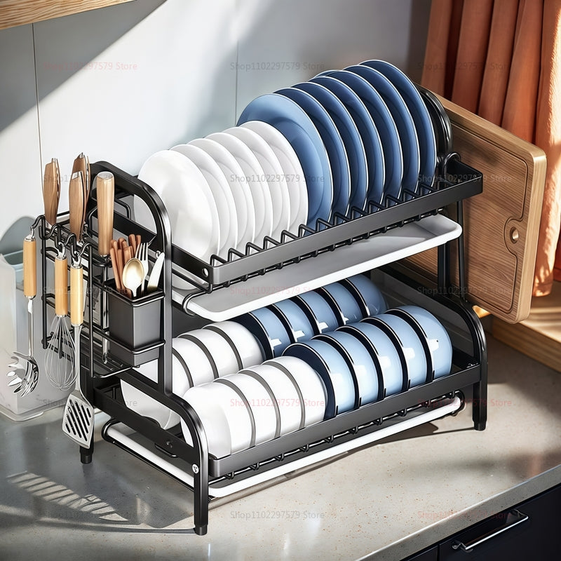 2 Tier Compact Kitchen Dish Rack - Rust Proof ( Imported )