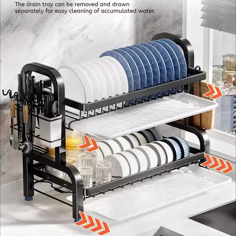 2 Tier Compact Kitchen Dish Rack - Rust Proof ( Imported )