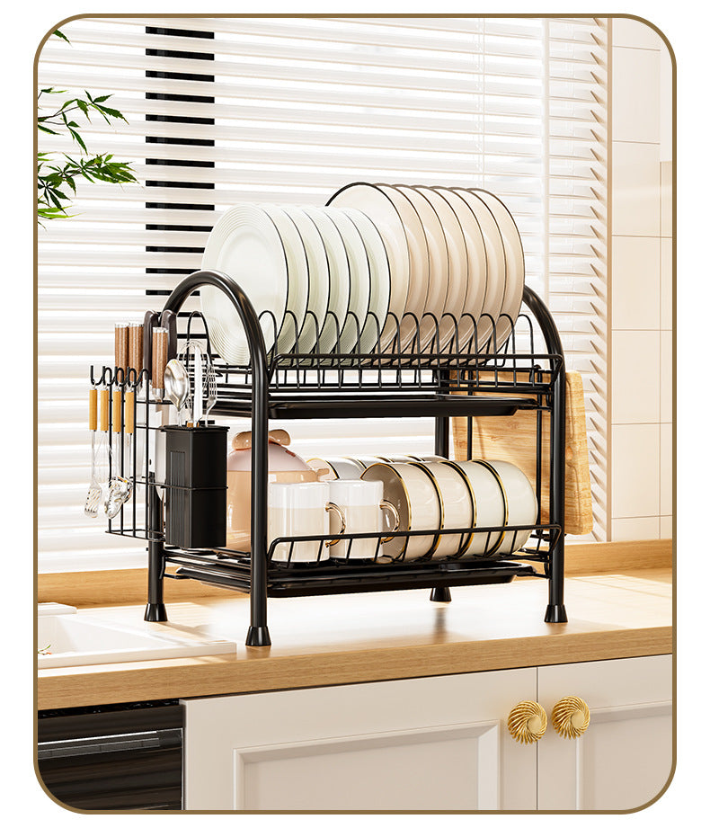 2 Tier Compact Kitchen Dish Rack - Rust Proof ( Imported )