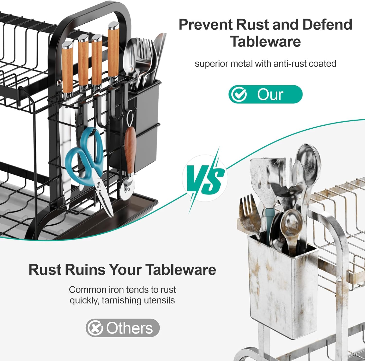 2 Tier Compact Kitchen Dish Rack - Rust Proof ( Imported )