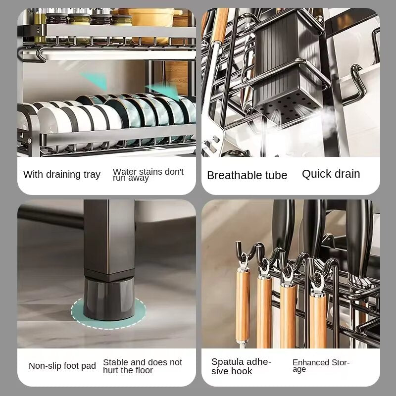 2 Tier Compact Kitchen Dish Rack - Rust Proof ( Imported )